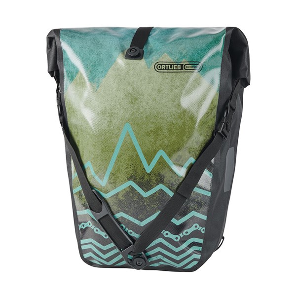 德國【ORTLIEB】Back-Roller Design 亮面防水馬鞍袋 綠黑(鋸齒山脈) / 經典防水後馬鞍袋 / 使用QL2.1安裝系統