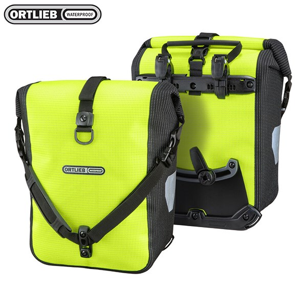 德國[ORTLIEB] Sport Roller High Visibility QL2.1 / 螢光防水馬鞍袋-肩背四用包(一對)可掛,手提,肩背及雙肩(需另購背架)