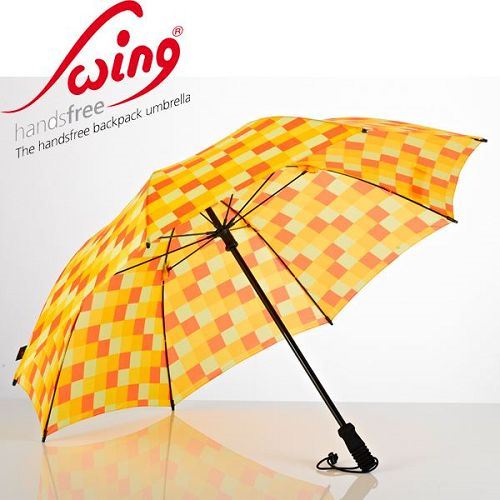 德國[EuroSCHIRM] 德國高級雨傘品牌 SWING HANDSFREE / 免持健行傘 大(方格亮黃)