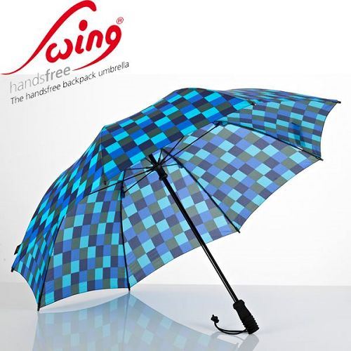 德國[EuroSCHIRM] 德國高級雨傘品牌 SWING HANDSFREE / 免持健行傘 大(方格亮藍)