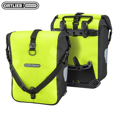 德國[ORTLIEB] Sport Roller High Visibility QL2.1 / 螢光防水馬鞍袋-肩背四用包(一對)可掛,手提,肩背及雙肩(需另購背架)